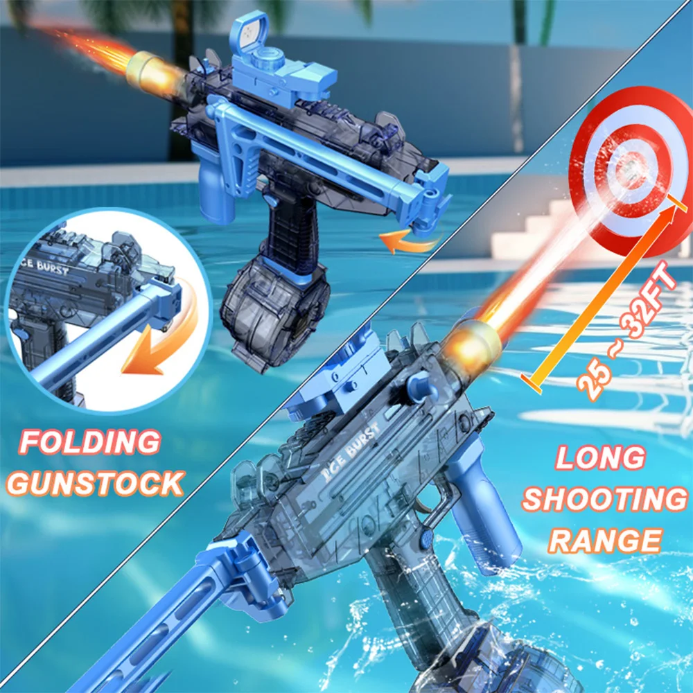 

2025 New Children Simulated Flame and Fog Electric Water Gun Toys Summer Outdoor Beach Pool Fight Game,Lighting & Smoking Effect