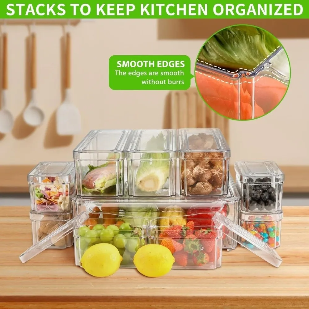 

Fresh-Keeping Box Transparent Fridge Organizer Box Sealed Plastic Food Storage Containers with Lids Kitchen Storage Box Travel