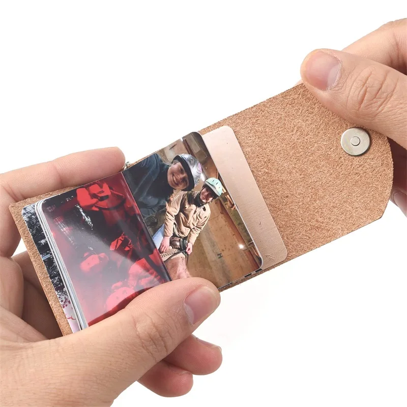 10-12PCS Personalized Custom Photos Album Keychain Customized Pictures Real Leather Mini Photo Album Keyring for Jewelry Gift