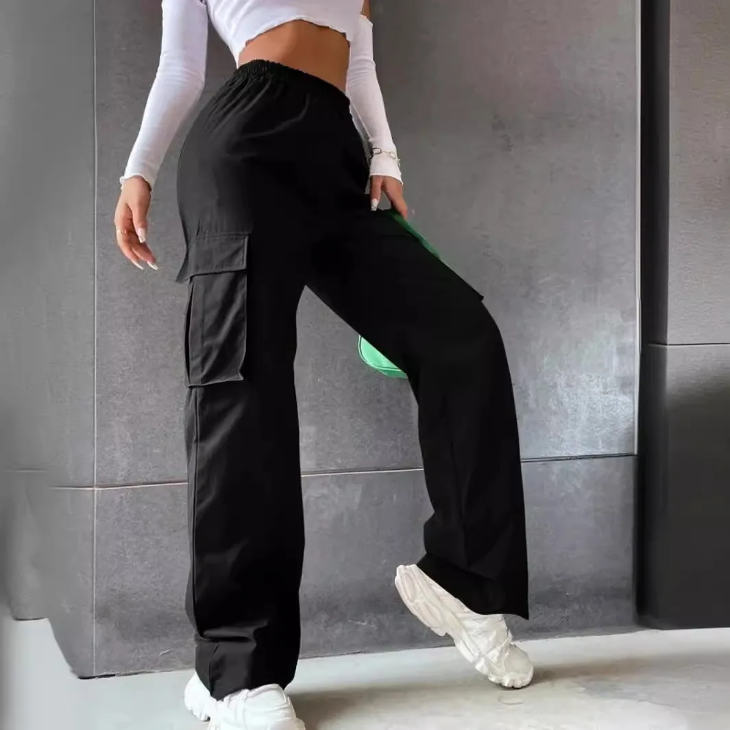 

2025 Overalls Women's Summer Thin High Waist Wide Legs Straight Casual Pants Breathable American Retro Sweatpants