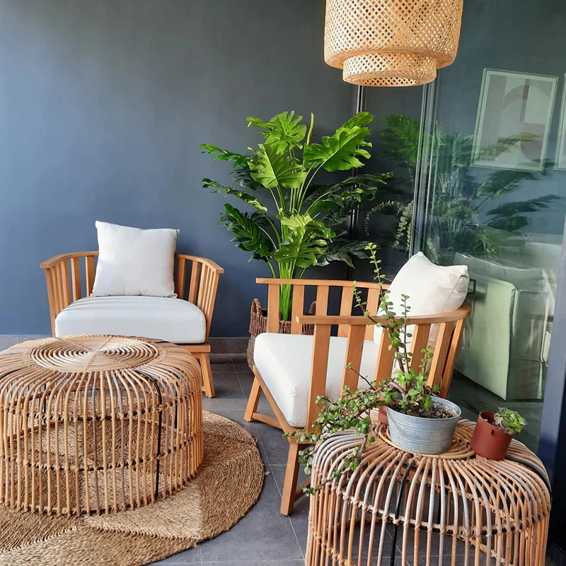 Luxury Furniture Teak Wood Outdoor Patio Furniture Garden Chaise Lounge Sofa Set With Factory Prices