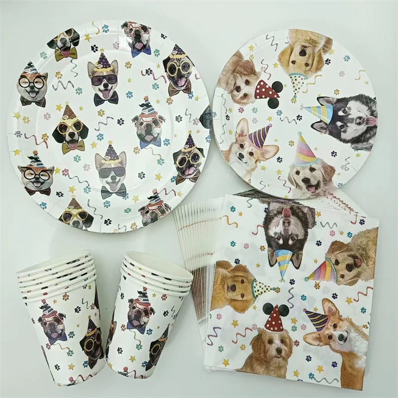 Pet Cats Dogs Happy Birthday Party Decor Paper Plate Cup Napkin Jednorazowa zastawa stołowa Kids Cats Theme Baby Shower Party Supplies