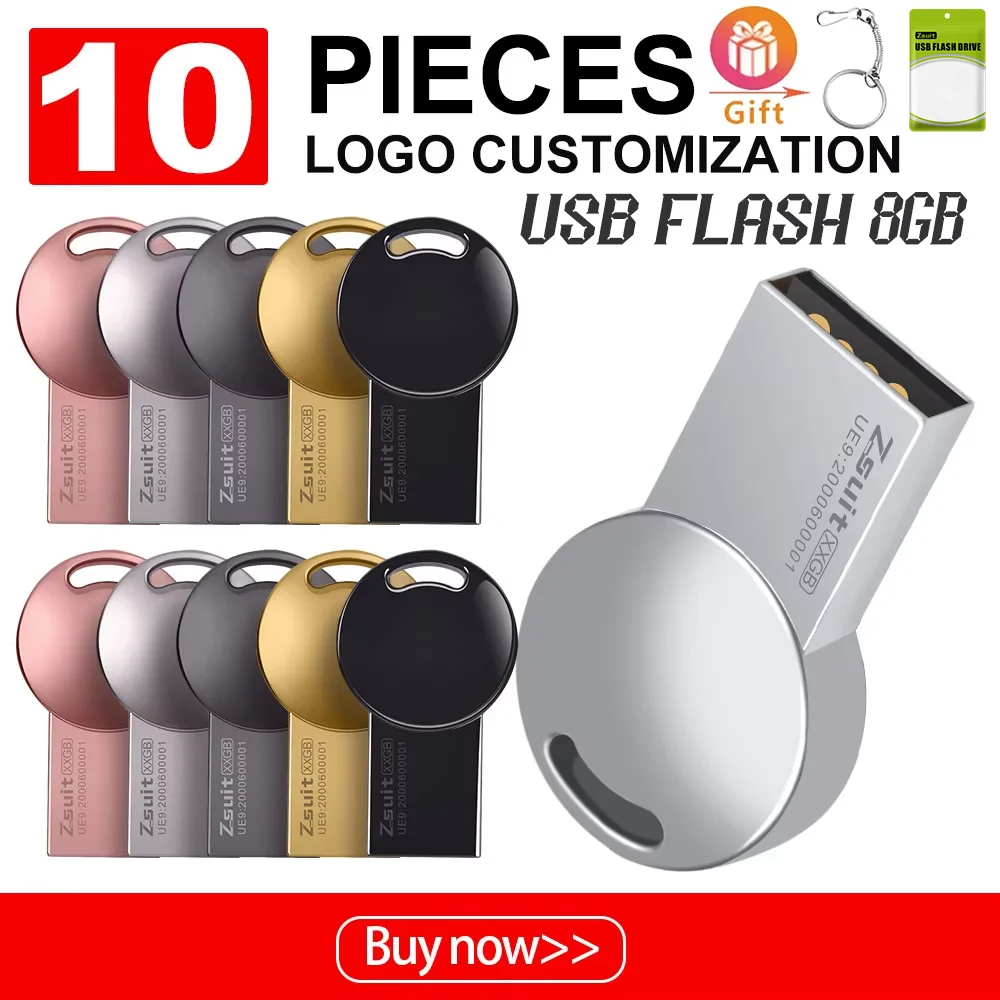 

ZSUIT XL 10Pcs USB Flash Drive Creative Key 32GB Pendrive 128GB 64GB Custom LOGO Waterproof 3.0 USB Pen Drive Flash Metal Stick