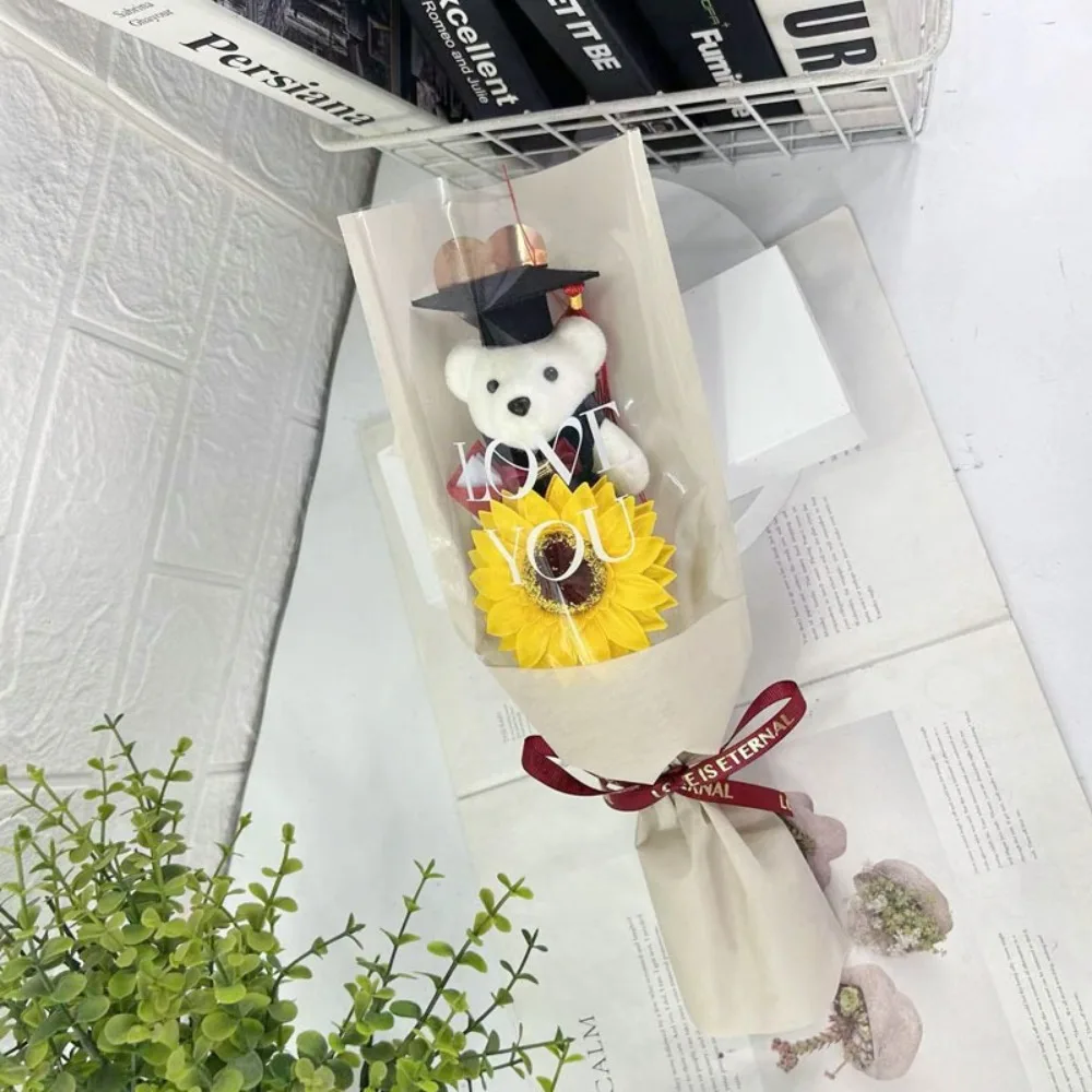 أفضل أمنيات ماستر الدب الدب باقة عباد الشمس باقة الديكور الحيوان باقة 36 سنتيمتر الكرتون جميل الدب هدية التخرج #3