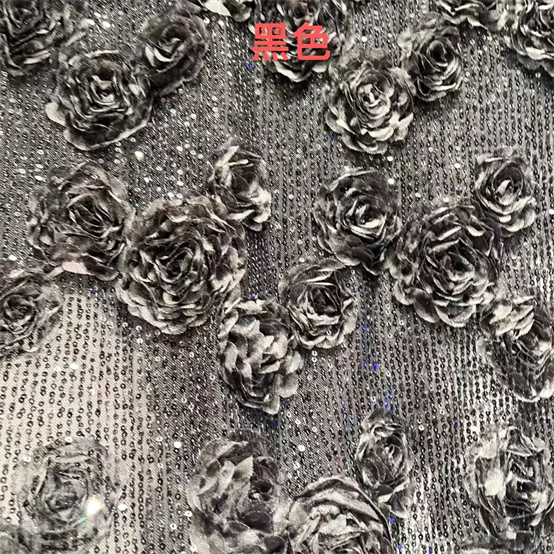 

8 Colors Glued Lace Fabric Mesh 3D Floral Straight Sequin Fabric African For Evening Dress Material