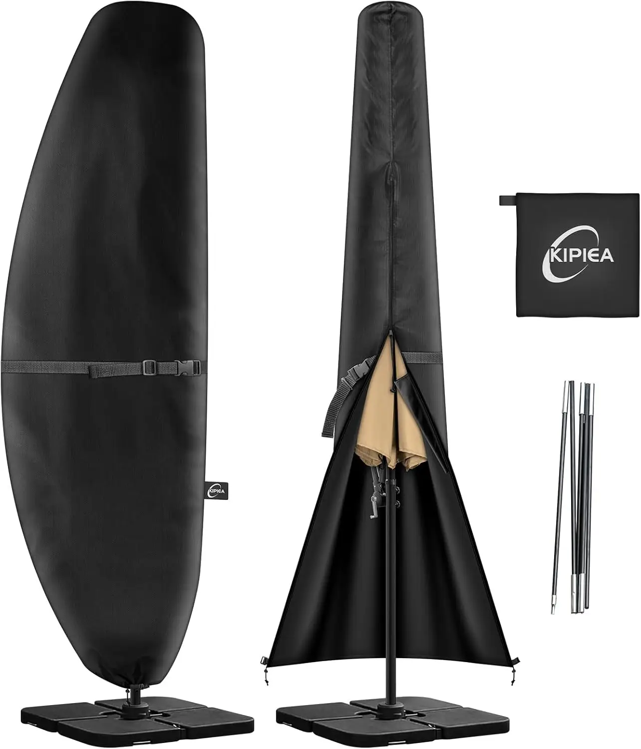 

Heavy Duty 600D Outdoor Umbrella Cover for 7'-11.5' Offset Umbrellas with Zipper and Support Pole