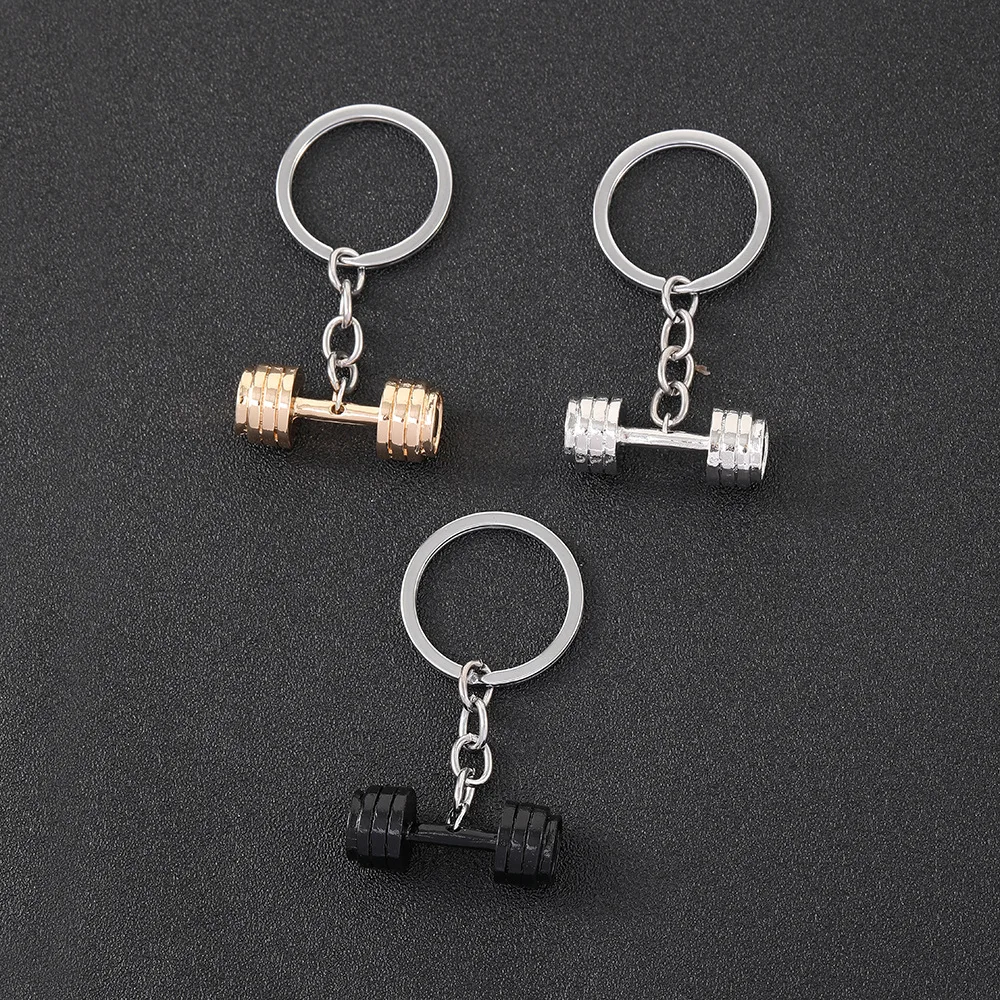 

Fashion Dumbbell Custom Keychain Mens Couple Pendant Womens Personalized Keyring Creative Fitness Accessories Boyfriend Gift