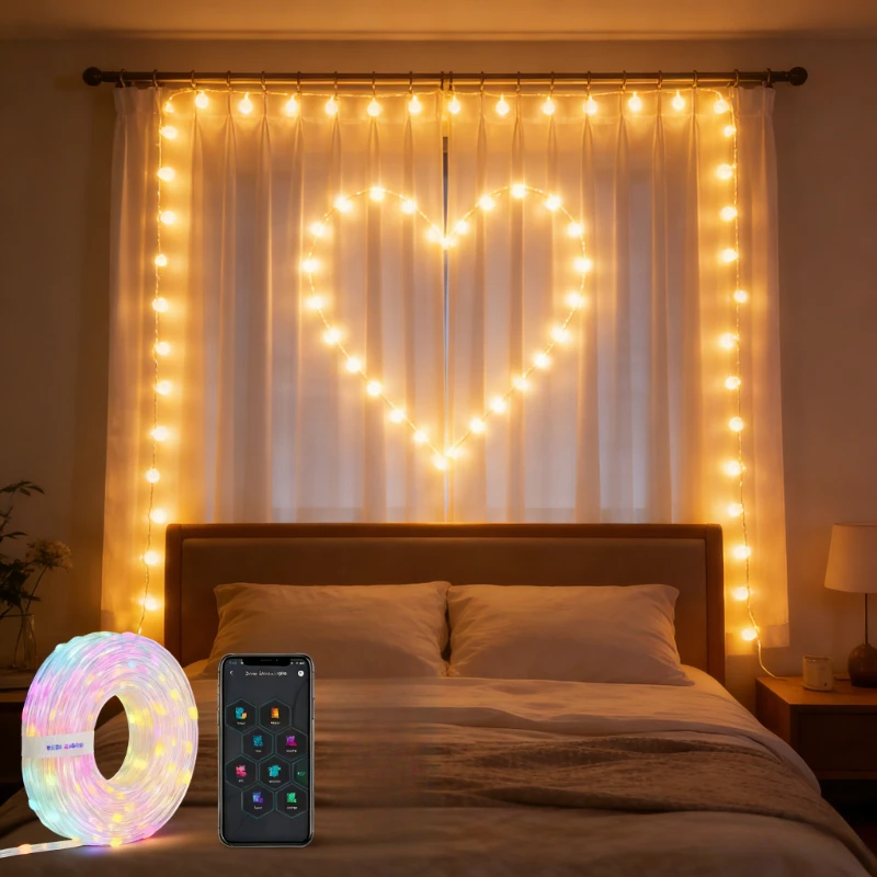

400LED RGB Smart Curtain Lights with Music,App Controls and Remote,LED Party Lights for Wedding/Valentine's Day/Birthday