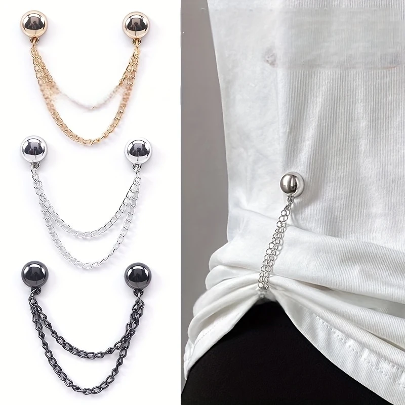 6 peças de prendedores magnéticos para roupas femininas, ajustáveis, adequados para camisas/mangas/vestidos/calças, prendedores de broche, acessório de moda feminina