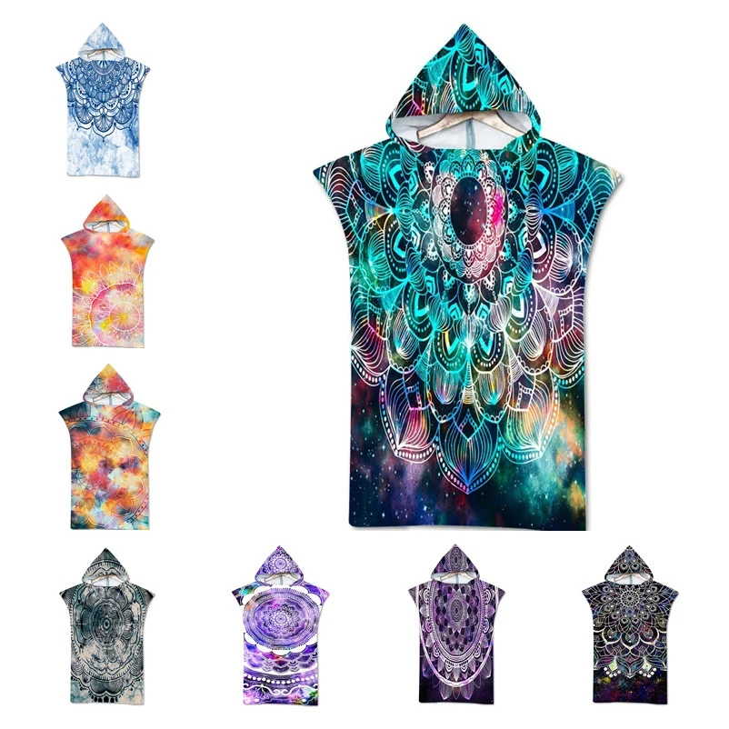 

Bohemian Mandala Bath Towel with Hood Soft Microfiber Robe Beach Towel Poncho for Swimming Beach Surf Unisex Bathrobe Beachwear