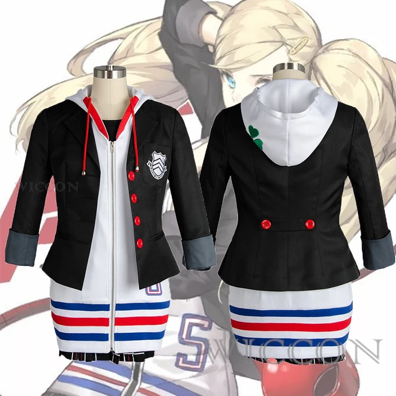 

Persona 5 Anne Takamaki Cosplay Costume Wig Christmas Halloween Party Jacket Coat Dress Skirt Stockings Girl Women Outfits