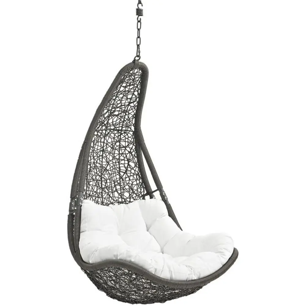 

Gray and White Fabric Outdoor Metal Swing Chair
