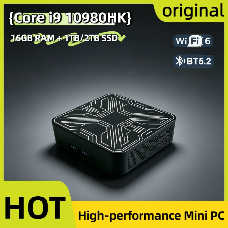 데스크탑 컴퓨터 2026 인텔 코어 i9 10980HK 휴대용 미니 PC 16GB DDR4 M.2 NVMe SSD 트리플 4K WiFi6 저소음 쿨링 사무실/가정용