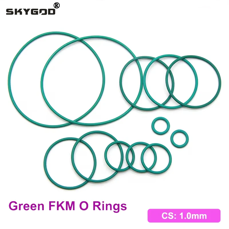 

10/50pcs Green CS 1mm FKM O Ring Sealing Gasket OD 4~30mm Insulation High Temperature Resistance Fluorine Rubber O Ring