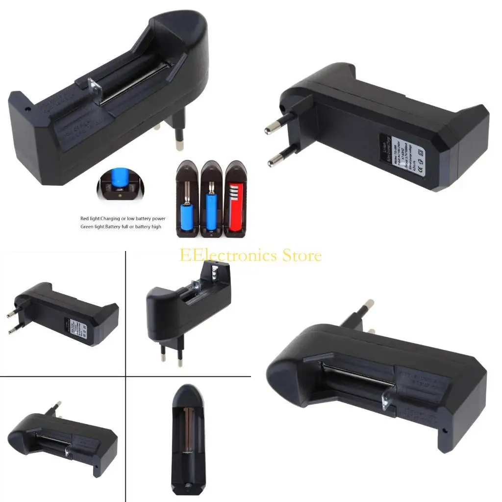 

B03C 1-Slot Universal 3.7V Intelligent Power Off Battery Charger Adapter EU Plug for Rechargeable Battery 18650 16340 14500