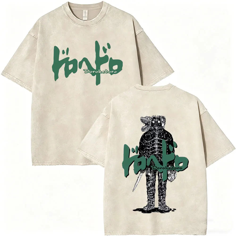 Gewaschenes Vintage Anime Dorohedoro Kaiman T-Shirt für Männer und Frauen Gothic Manga Rock Metal Style T-Shirt Herren Harajuku Übergroße T-Shirts – Detail 6