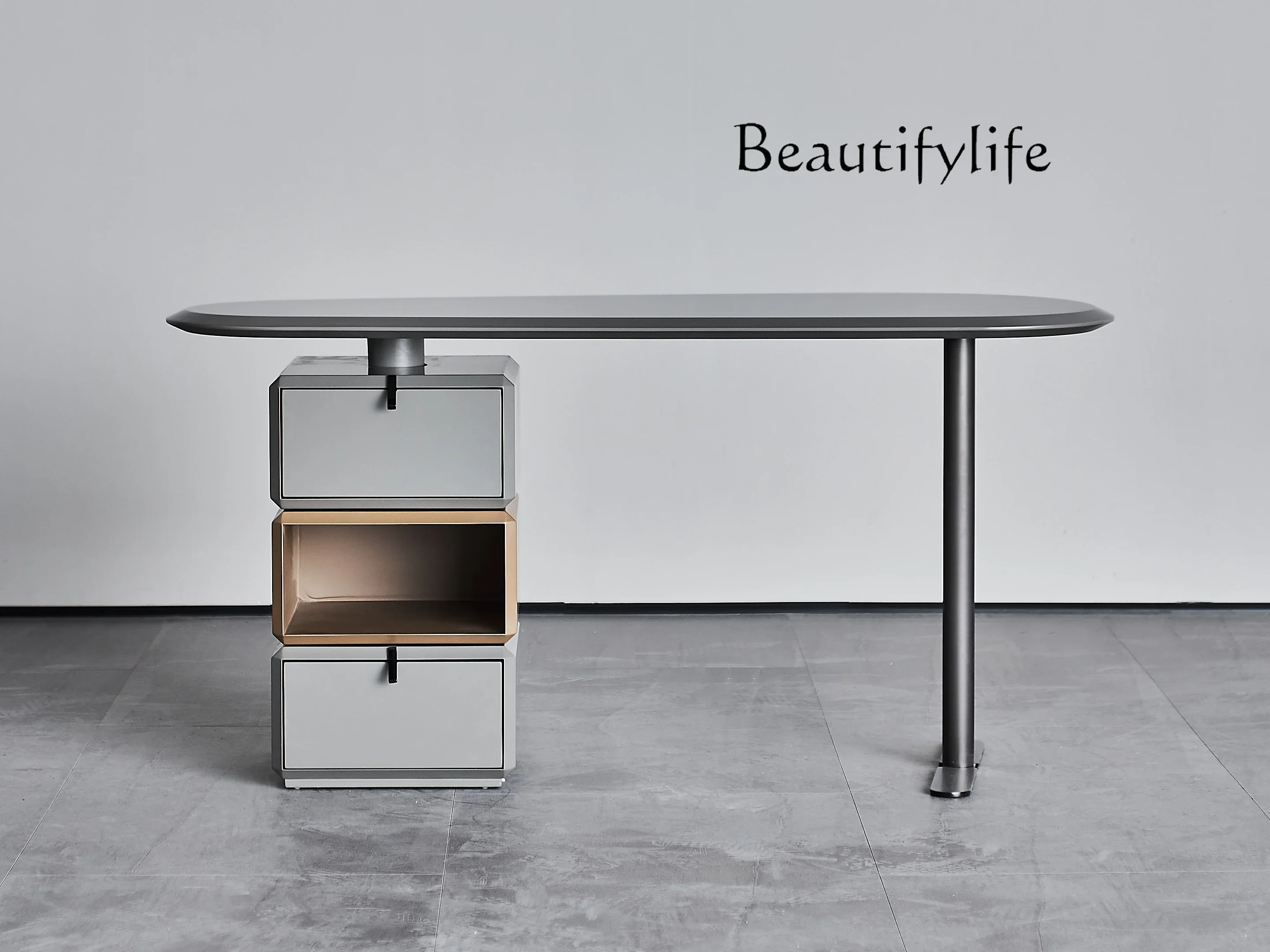 

Nordic Light Luxury Computer Desk Italian Minimalist Stainless Steel Desk Modern Household Minimalist Study Desk