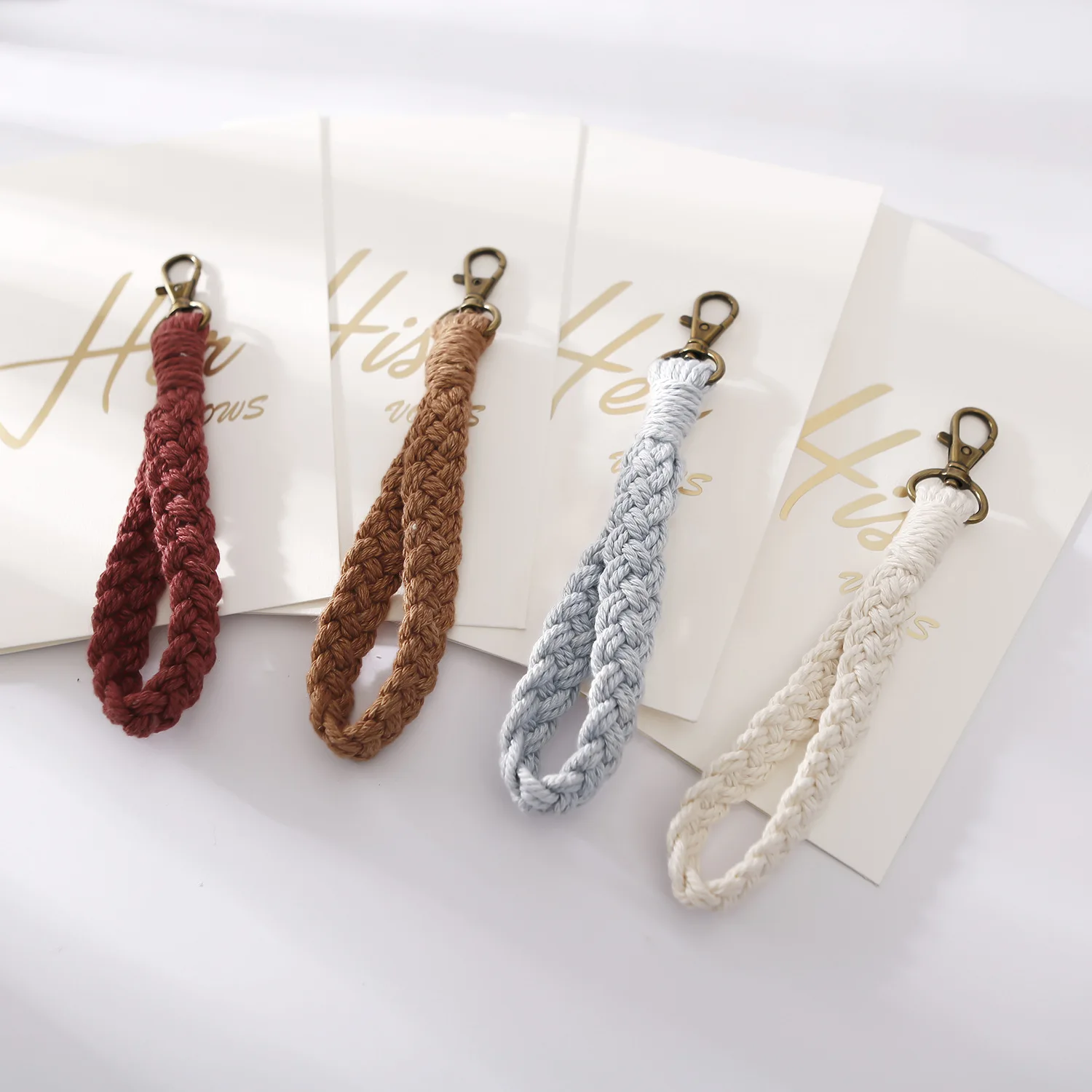 Handwoven Keychain Pendant Accessories DIY Cotton Rope Pendants Crochet Key with Pendant Phone Charm Strap Phone Lanyard