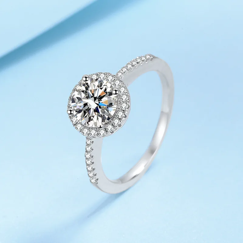 2ct Women's Moissanite Princess round Bag Ring PT950 Platinum Light Luxury Perfect for Proposal Decent Gift