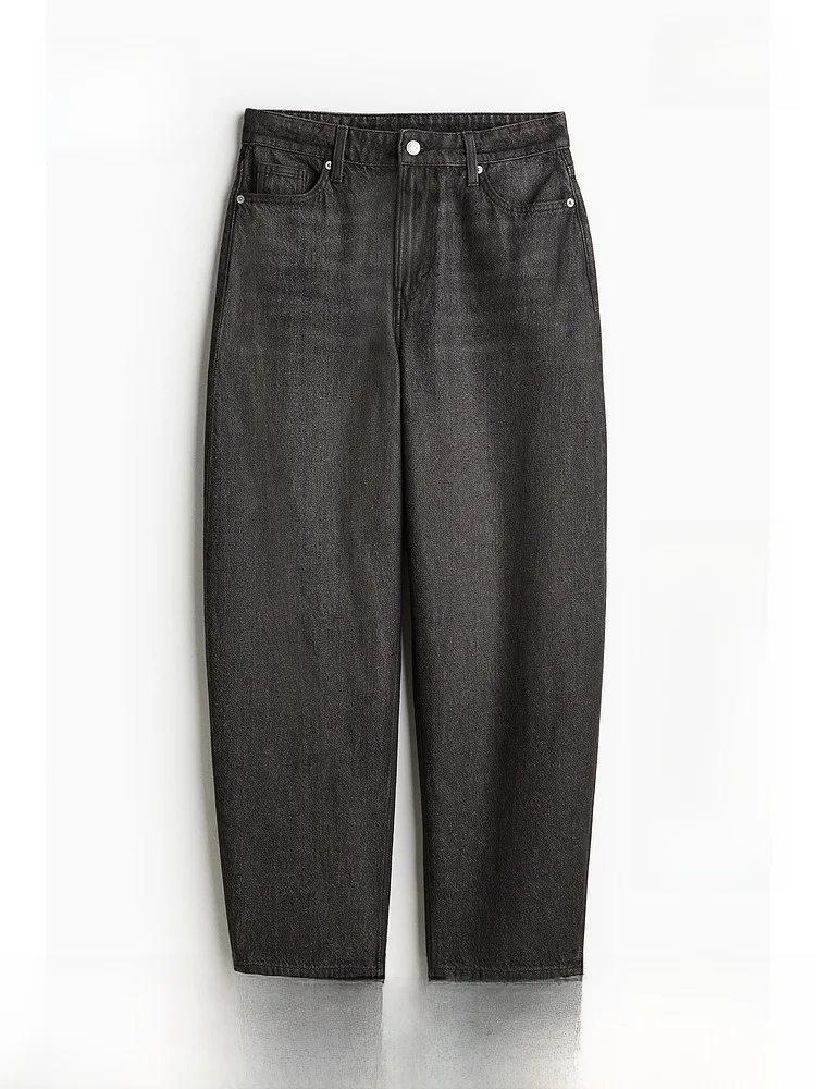 

High Waist Loose Fit Lantern Leg Jeans Women's Summer Denim Pants Long Cotton Trousers H&M 1229032 Fashion Ladies' Jeans