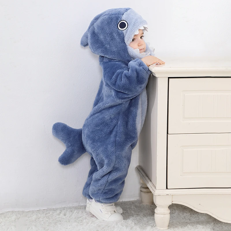 Baby Shark Costume for Toddler Girl Boy Halloween Costumes Fuzzy Warm Fall Winter Clothes Halloween Sharks Outfit