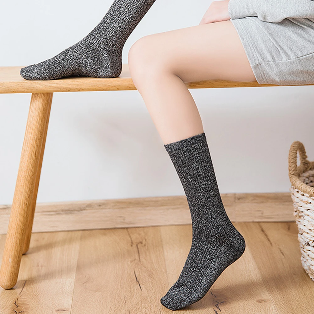 5 زوج/مجموعة المرأة لامعة كاندي الألوان مشرق بريق الجوارب أزياء المرأة الذهب والفضة جوارب محبوكة Harajuku ربيع الخريف الجوارب #4