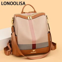 LONOOLISA Multi-functional Women's Backpacks Luxury Designer Rucksack High Quality Travel School Shoulder Bag Casual Sac A Dos