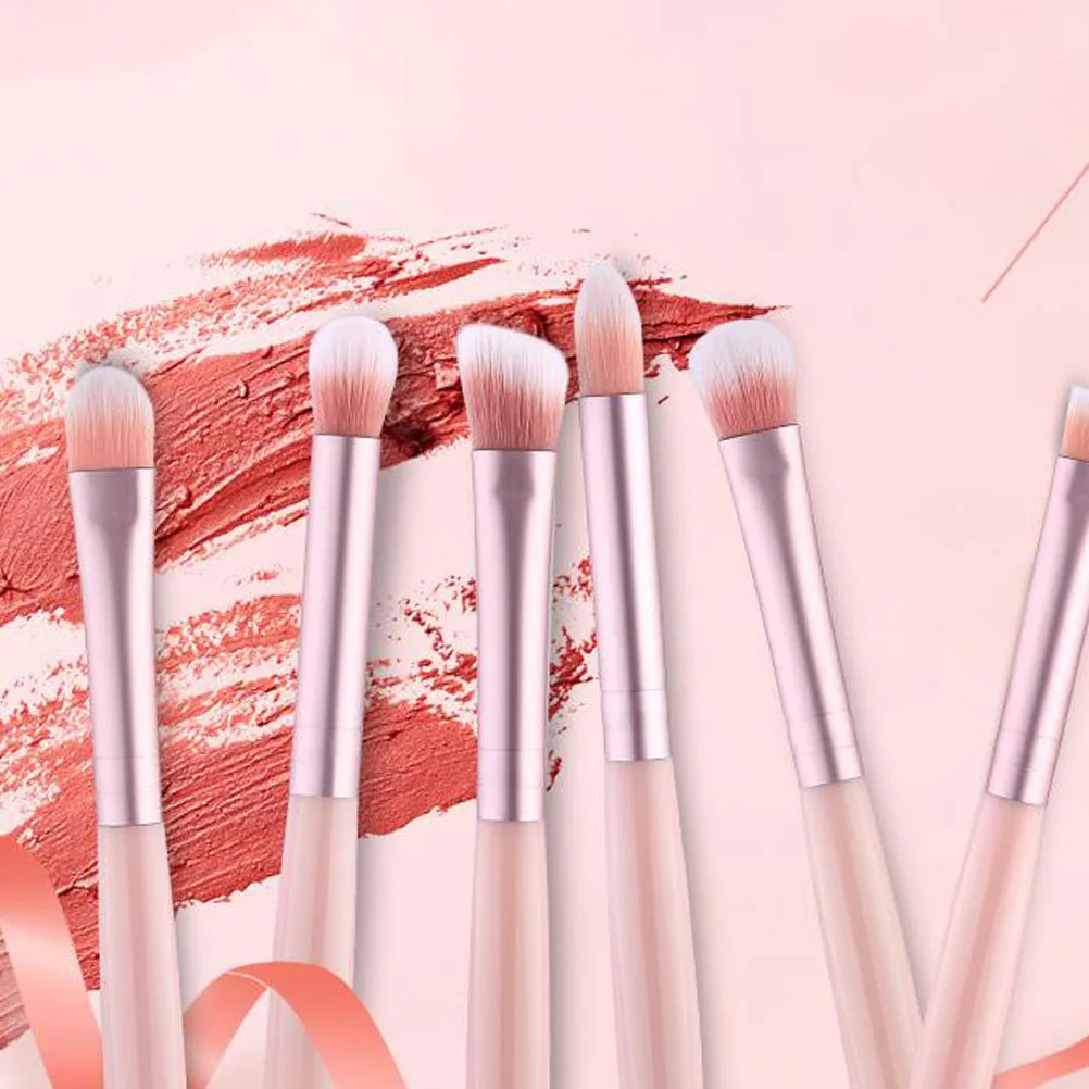 

1set Portable Eyeshadow Brush Set Long Handle ABS Plastic Pink Eye Brushes Makeup Tools eyeliner brush kit