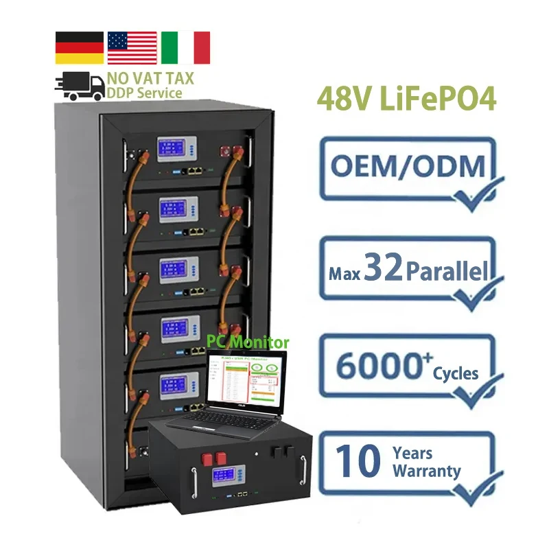 

51.2V 16S BMS Prismatic A Солнечная инверторная батарея 100Ah 120Ah 200Ah 300Ah LiFePO4 Pack Батарея 48V Литий-ионная фосфатная батарея