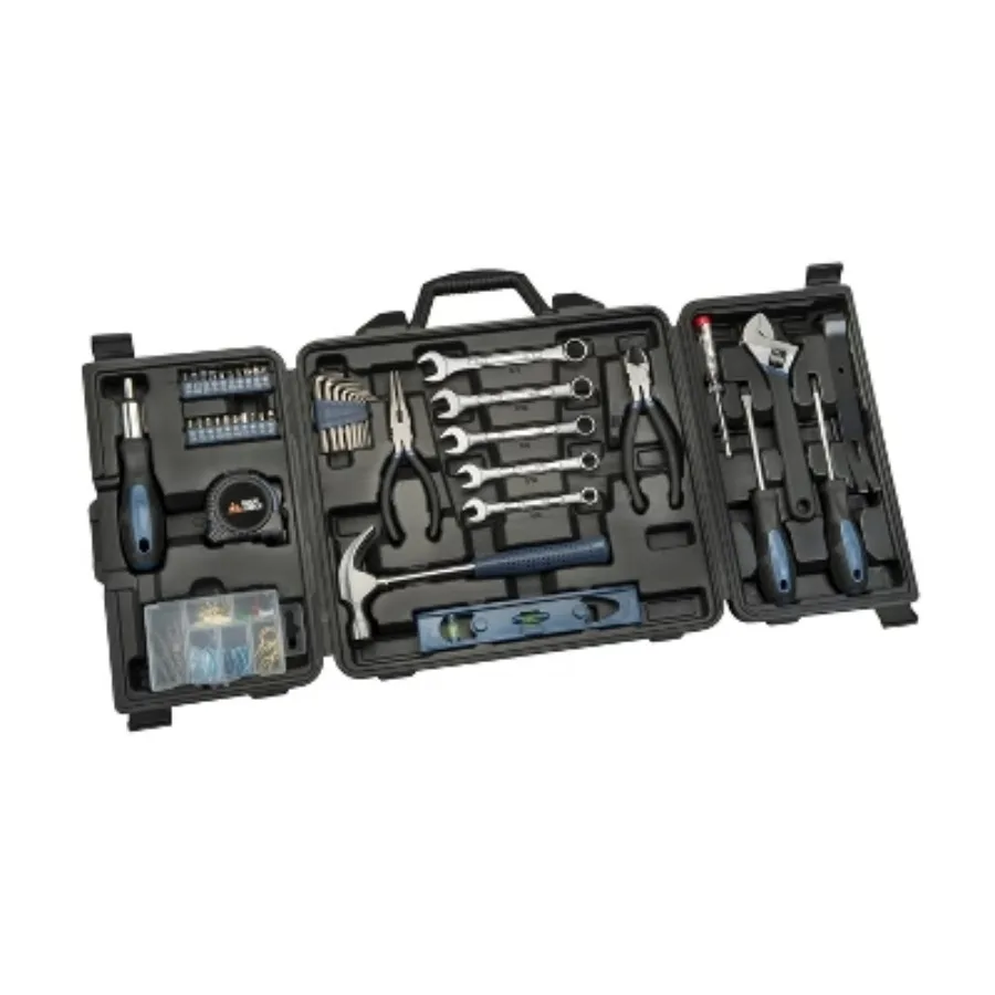 145pc Deluxe Household: Steel & Plastic Hand Tool Set with Pliers, Screwdriver, Wrench, Hammer