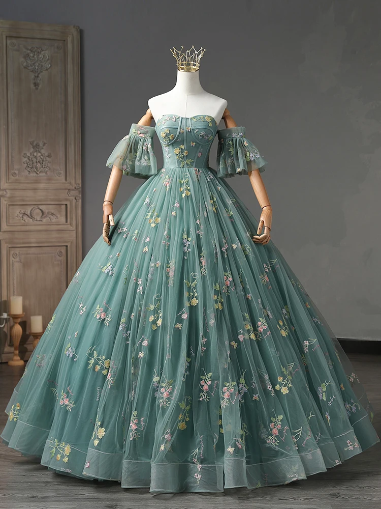 2023 nuovi 3 stili abiti Quinceanera fiori dolci abito da festa elegante abito da ballo Sweetheart abito da ballo Lcae di lusso Plus Size