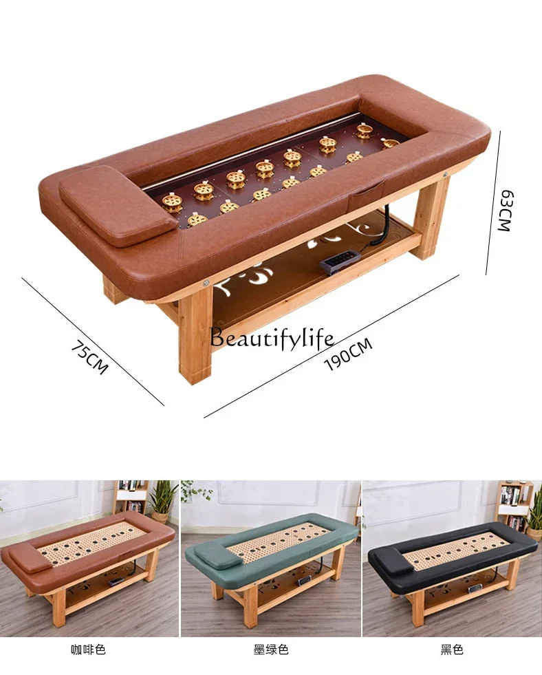 Solid Wood Automatic Smoke-Free Moxibustion Bed for Beauty Salon