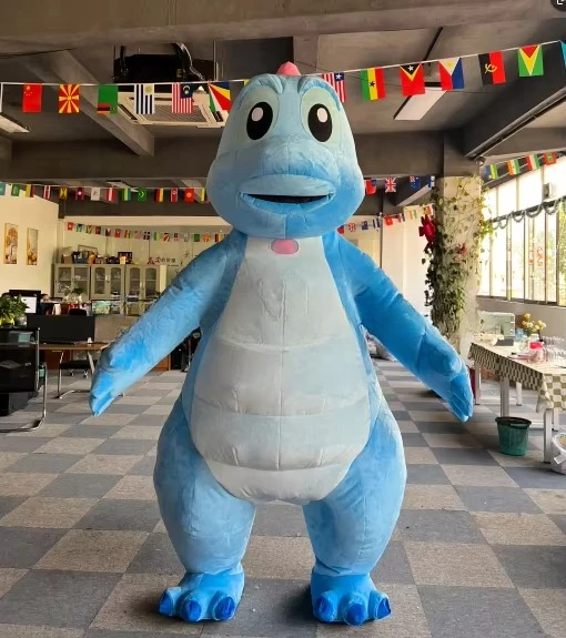 

Inflatable Blue Dragon Mascot Costume Adult Cartoon Dinosaur Role Playing Movie Characters Walking Doll Clothes No Battery