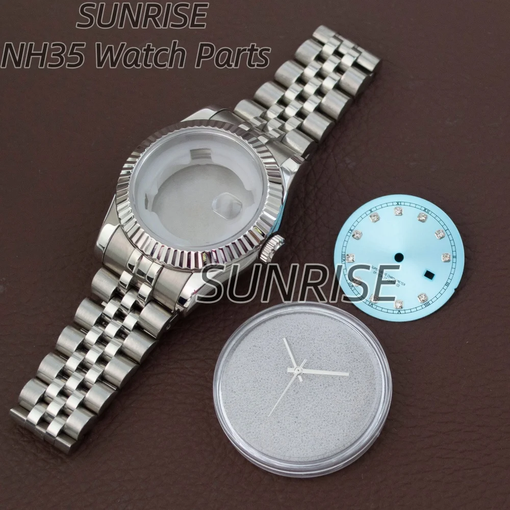 

33mm NH05 Lady's Watch Case Dial Stainless Steel Strap Bracelet Sapphire Glass Fit NH05 N06 Movement Women's Watch Replacements