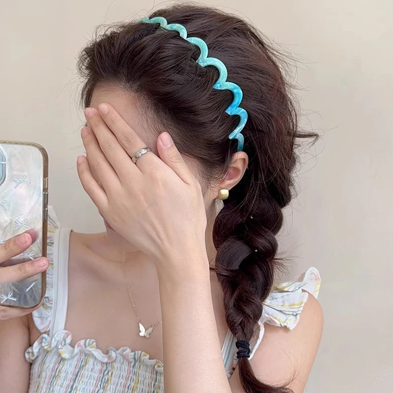 Diademas onduladas para mujer, bandas para el cabello antideslizantes dentadas de colores, diademas deportivas para niña, accesorios para el cabello