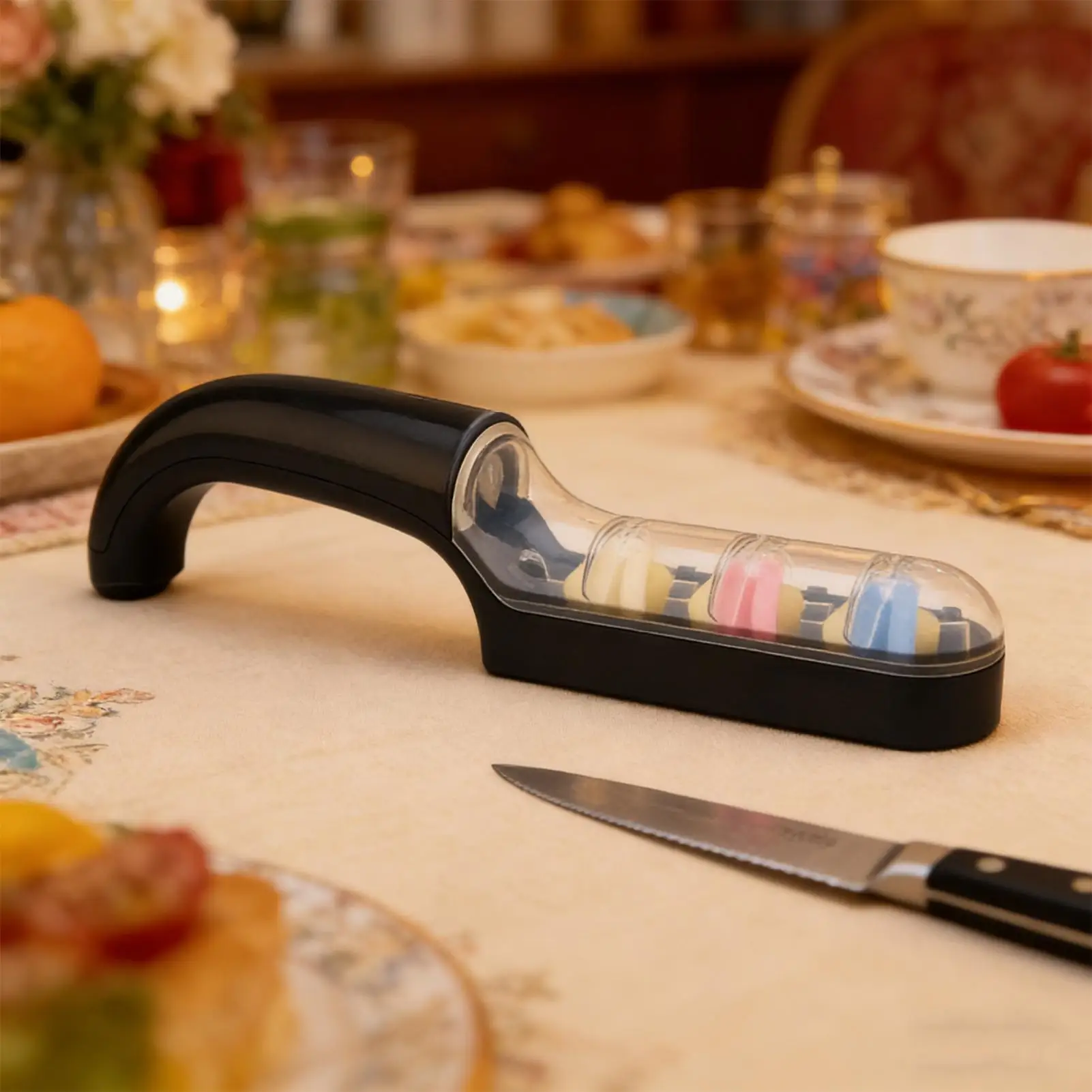 Cutter File Sharpener 3 Stage Anti-Slip Handle Grinding Stone Garden Tool Sharpener For Kitchen Saw Rolling Scissor Razor Senior