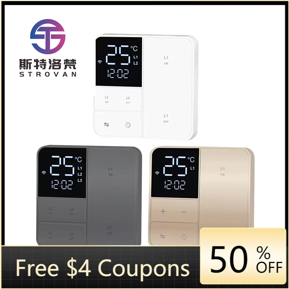 

STLF New Design Smart Life Home House 220v Smart Switch Wifi Wireless Remote Tuya Wall Switch With Temperature Display Screen