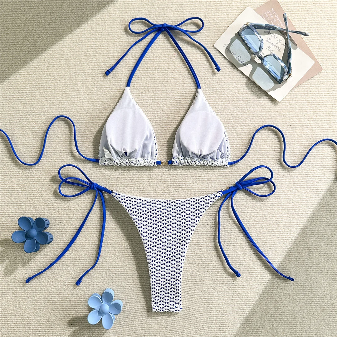 Halterneck-Bikini-Set mit Ausschnitten, zweiteilig, Damen-Badeanzug, Badebekleidung für Frauen, hoch geschnittene Beine, gepolsterter Badeanzug, Badebekleidung, V6989 – Detail 11