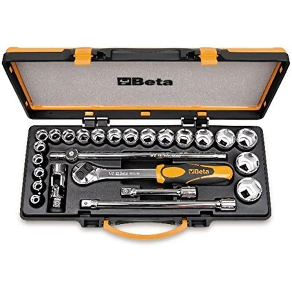 Juego de 20 Llaves de Tubo con Barra de Extensión, Junta Universal, Mango en T y Trinquete Reversible en Estuche