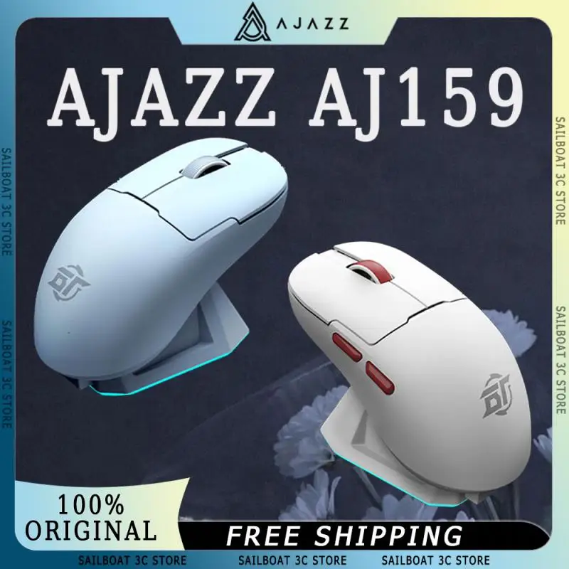 

Беспроводная мышь Ajazz Aj159 Pro, 3 режима PAW3395 DPI26000, низкая задержка, длительный срок службы, легкая, индивидуальная игровая мышь для киберспорта