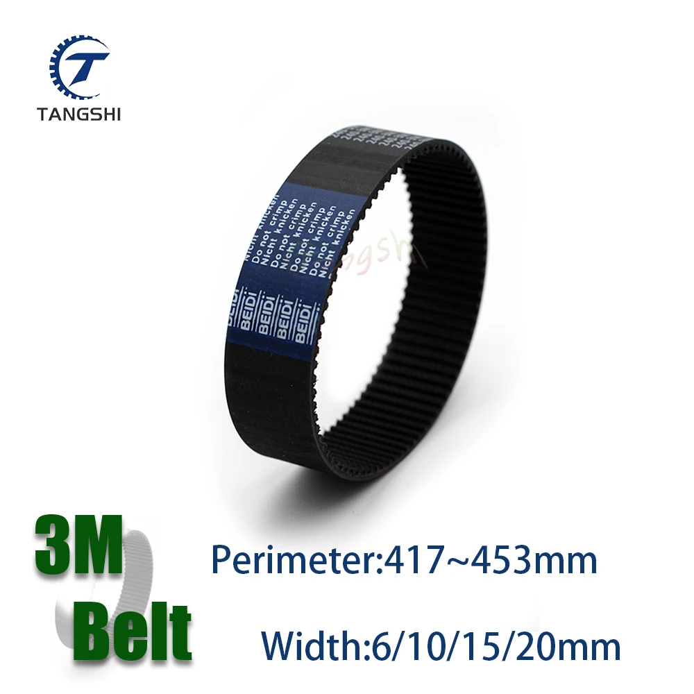 

HTD 3M Rubber Closed Loop Timing belt width 6/10/15/20mm belt Pitch length 417/420/423/426/429/432/435/438/441/444/447/450/453mm