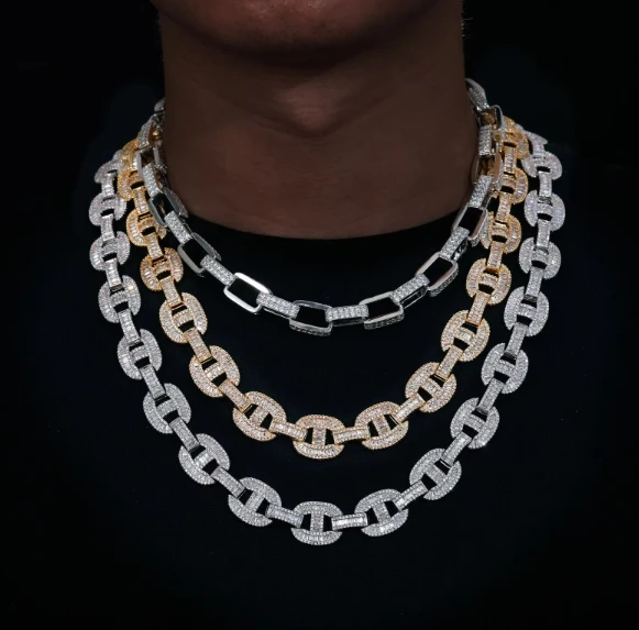 

High Quality 16mm Baguette Link Chain 925 Sterling Silver Necklace VVS Mossanite Necklace Iced Out Cuban Necklace for Men