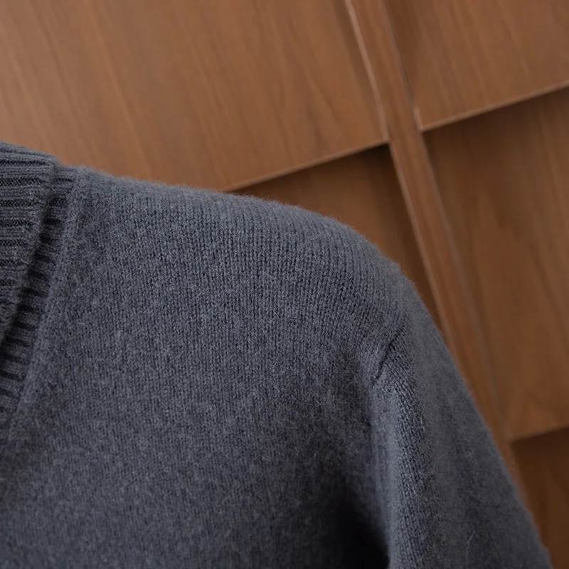 الخريف الشتاء الرجال 100% سترة الكشمير المعنقة الخامس الرقبة البلوز الكشمير تريكو الذكية عادية عالية الجودة لاعبا سميكة لينة القمم