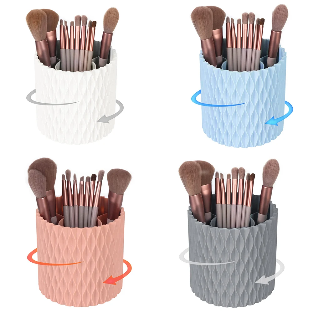 Large Capacity Rotating Makeup Brush Cup Holder Multi-functional Desktop Eyebrow Pencil Makeup Brush Organizer Holder Storage Bo