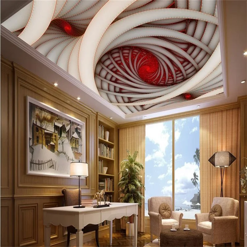 

custom 3d ceiling large wall photo Spiral Geometric Art 3d ceiling murals for living room 3d wallpaper ceiling