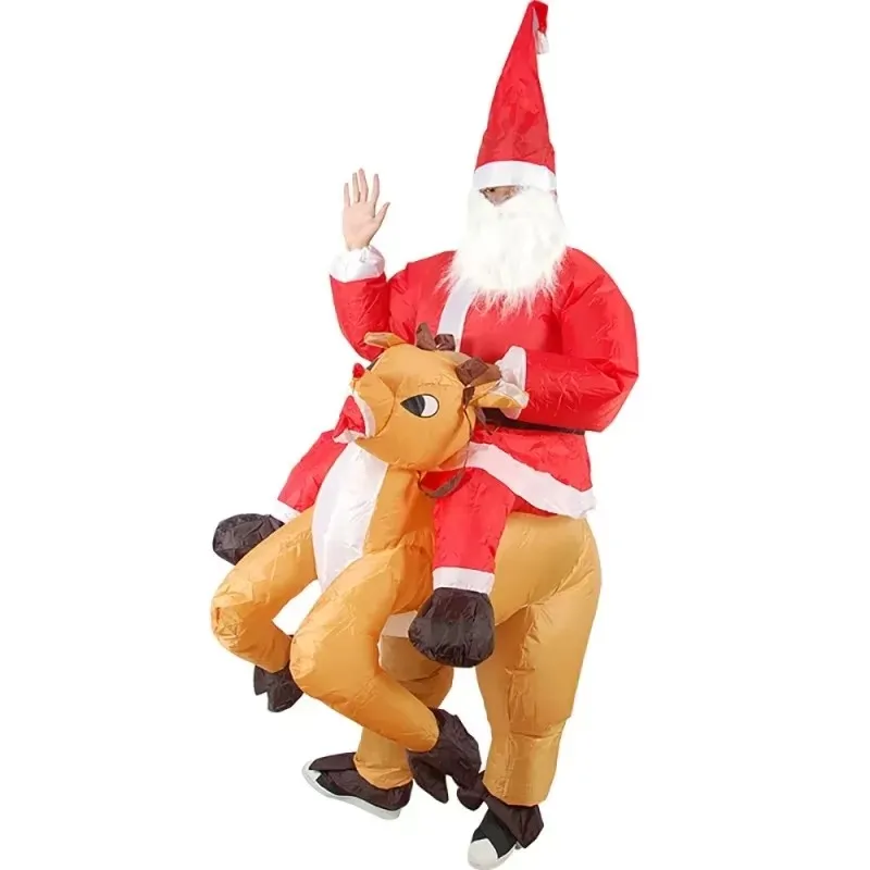 Christmas Funny Inflatable Costumes Gingerbread Man Santa Claus Elk Snowman Tree Penguin Adult Kid Halloween Carnival Party view 4