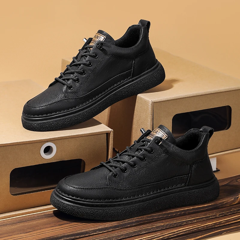 

Fashion Brand Men's Genuine Leather Shoes Thick Soled Men's Casual Shoes Lace Up Men's Oxford Shoe Versatile Men's Sneakers