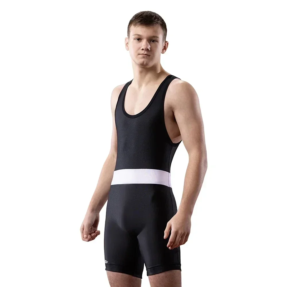 Summer Matman Classic Men's Black/white Wrestling Singlets Set Wrestling Apparel Quick Dry Boxing Powerlifting Gym Sportwear
