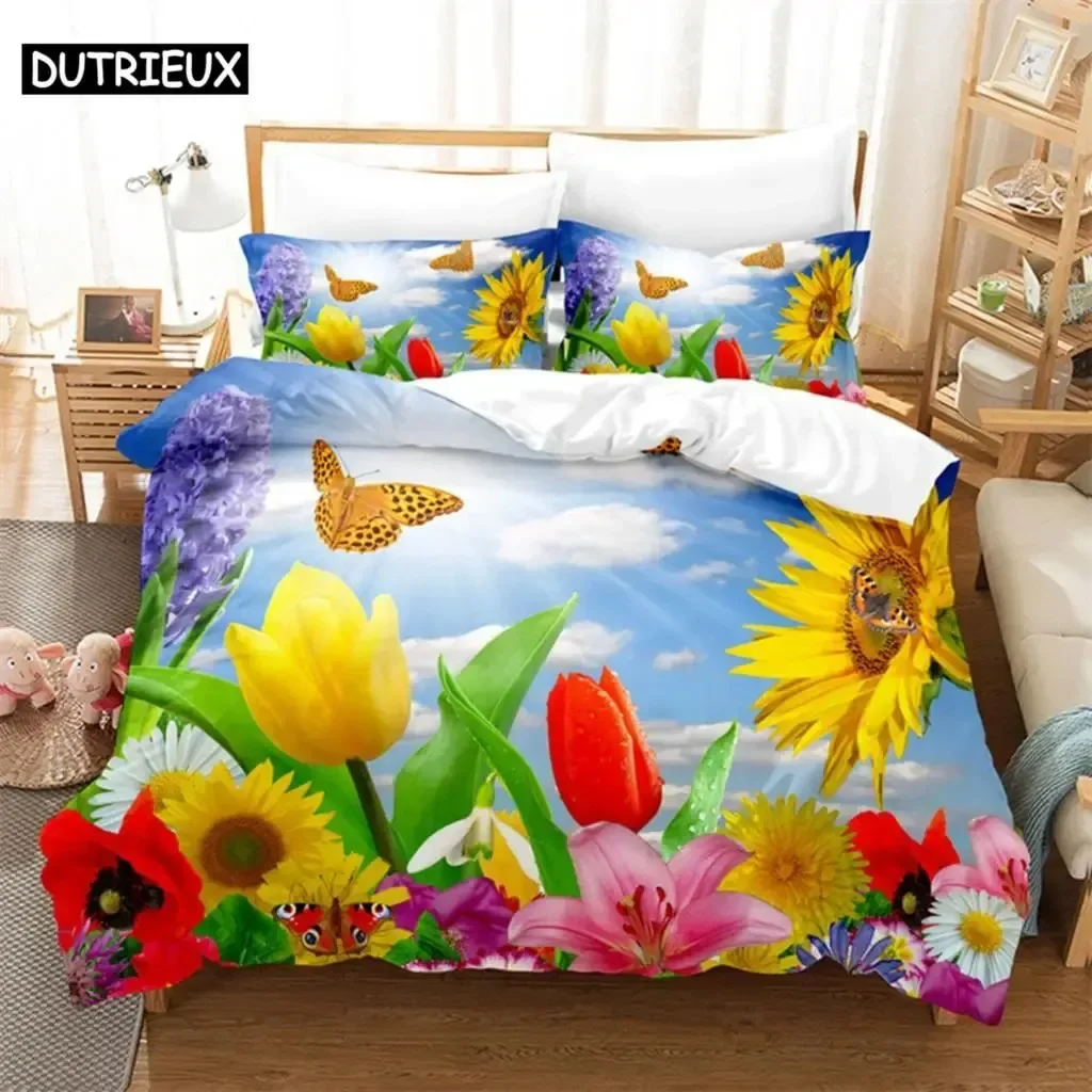 

New 3D Print Floral Sunflower Comfortable Duvet Quilt Cover Pillowcase Bedding Set Children Bedroom Decoration Home Textile
