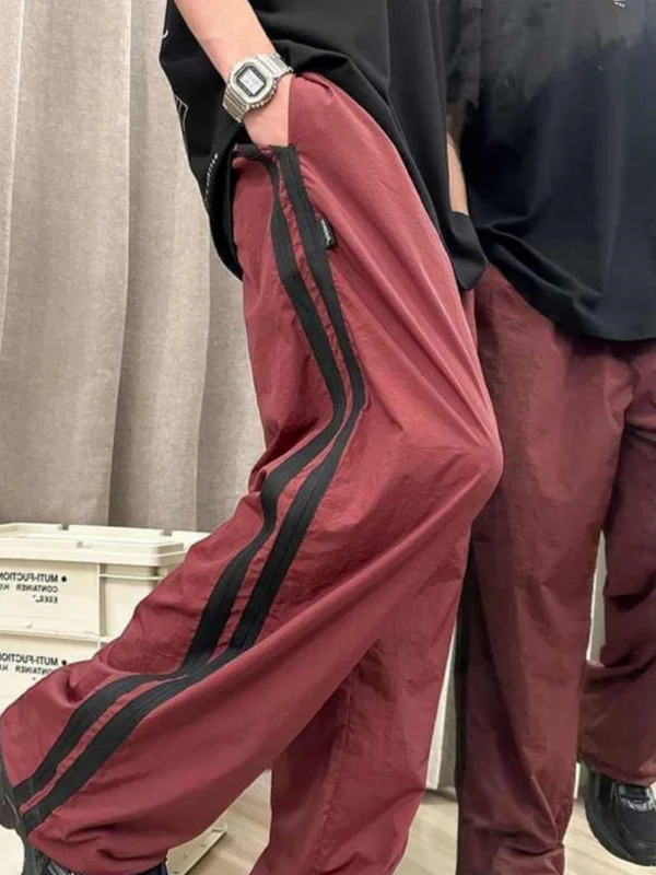 

Мужские повседневные брюки большого размера из нейлона, быстросохнущие, в полоску, для активного отдыха, осенне-весенние, прямого кроя, в стиле парашютиста